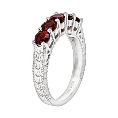 Celebration Gems Sterling Silver Garnet Five-Stone Ring