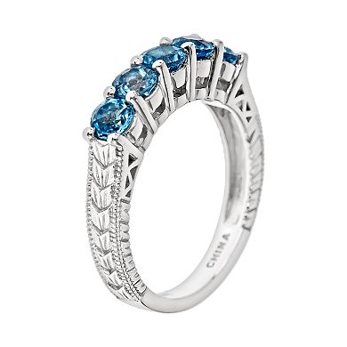 Celebration Gems Sterling Silver Swiss Blue Topaz Five-Stone Ring