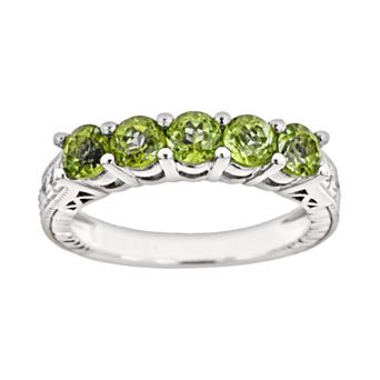 Celebration Gems Sterling Silver Peridot Five-Stone Ring