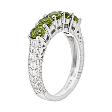 Celebration Gems Sterling Silver Peridot Five-Stone Ring