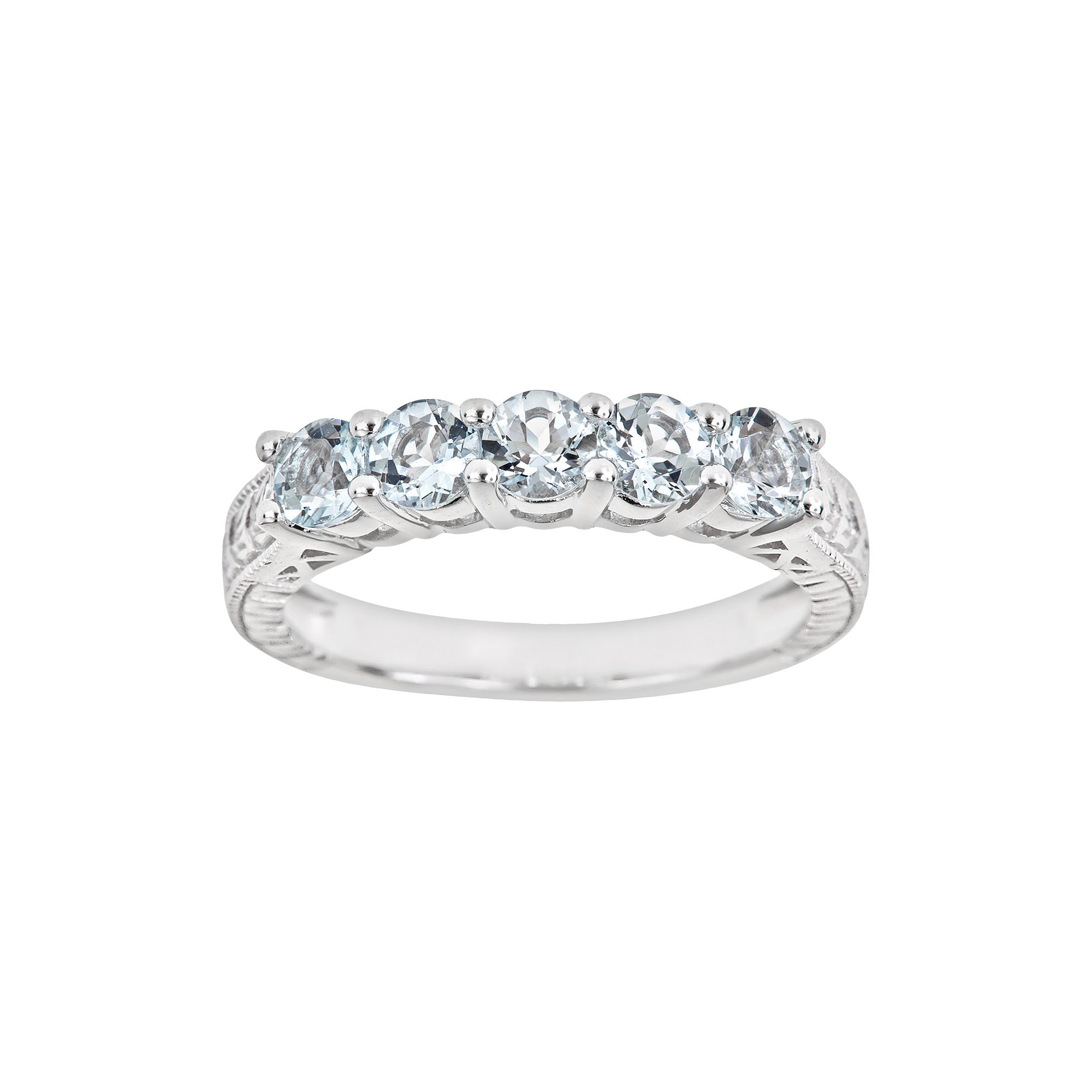 Celebration Gems Sterling Silver Aquamarine Five-Stone Ring, Womens, Size: