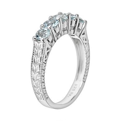 Celebration Gems Sterling Silver Aquamarine Five-Stone Ring