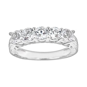 Celebration Gems Sterling Silver White Topaz Five-Stone Ring
