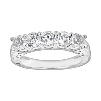 Celebration Gems Sterling Silver White Topaz Five-Stone Ring