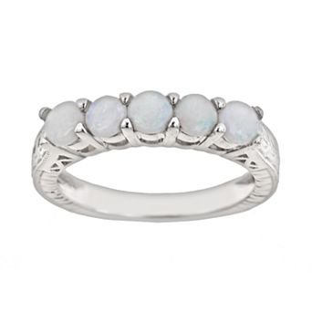 Celebration Gems Sterling Silver Opal Five-Stone Ring
