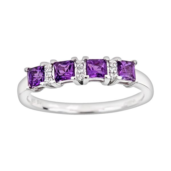 Celebration Gems Sterling Silver Amethyst and Diamond Accent Ring