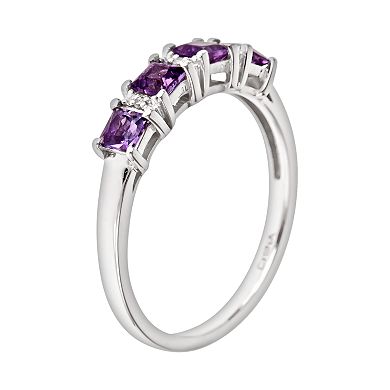 Celebration Gems Sterling Silver Amethyst and Diamond Accent Ring