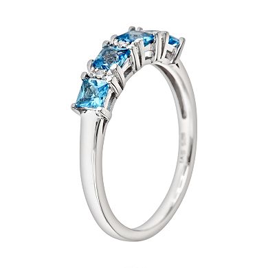 Celebration Gems Sterling Silver Blue Topaz and Diamond Accent Ring