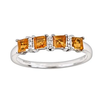 Celebration Gems Sterling Silver Citrine and Diamond Accent Ring