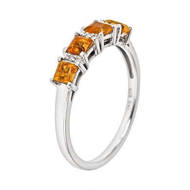 Celebration Gems Sterling Silver Citrine and Diamond Accent Ring
