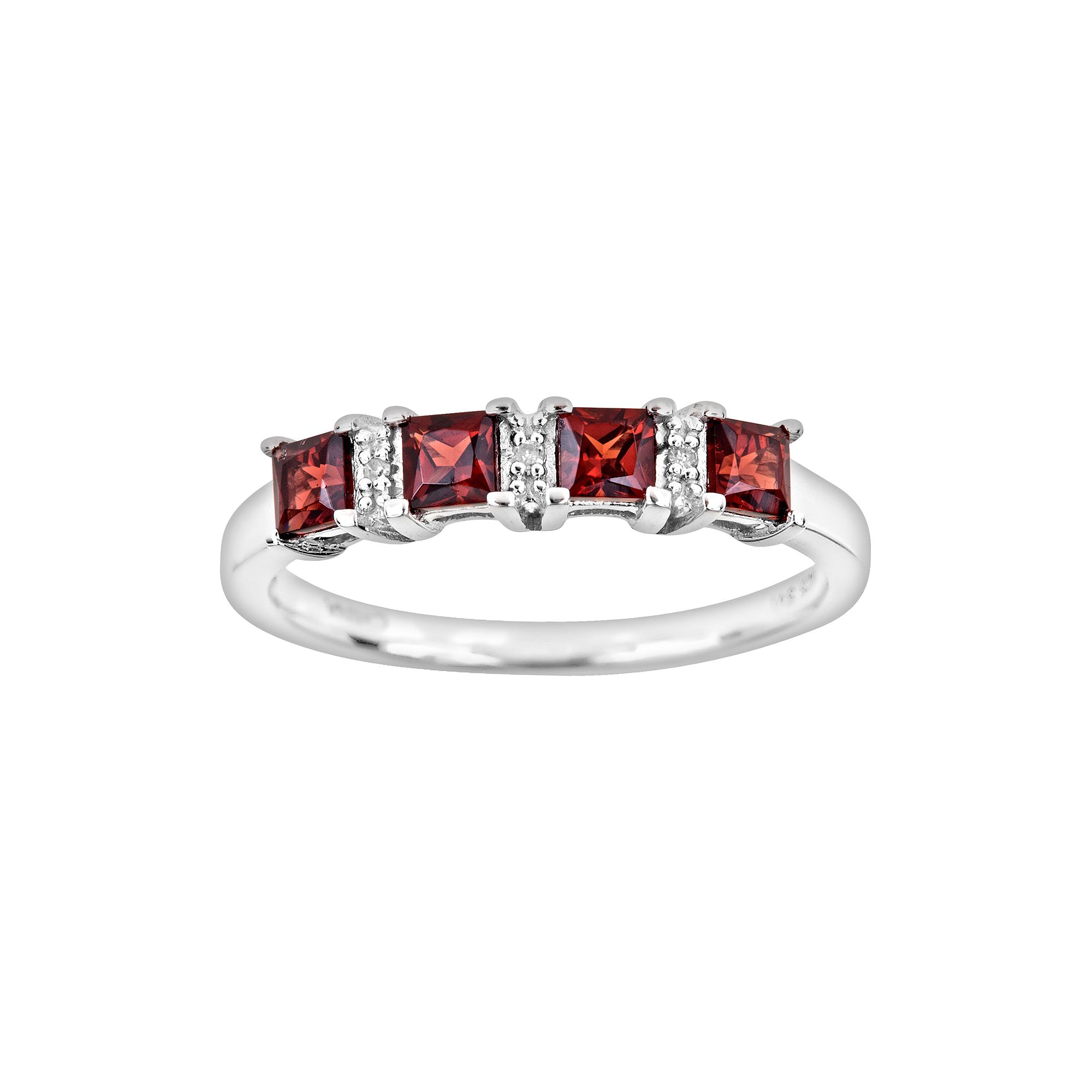 Celebration Gems Sterling Silver Garnet and Diamond Accent Ring, Womens, S