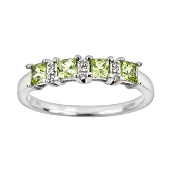 Celebration Gems Sterling Silver Peridot and Diamond Accent Ring
