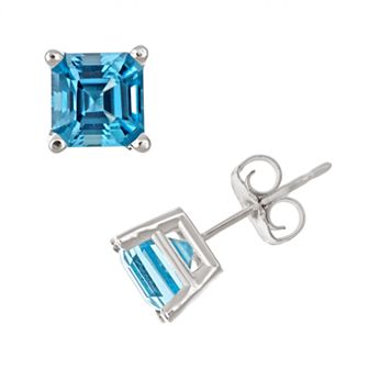 Celebration Gems Sterling Silver Blue Topaz Stud Earrings