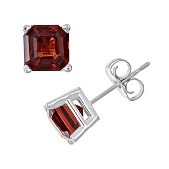 Celebration Gems Sterling Silver Garnet Stud Earrings