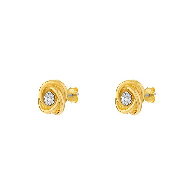 PRIMROSE 14k Gold-Plated Crystal Love Knot Stud Earrings