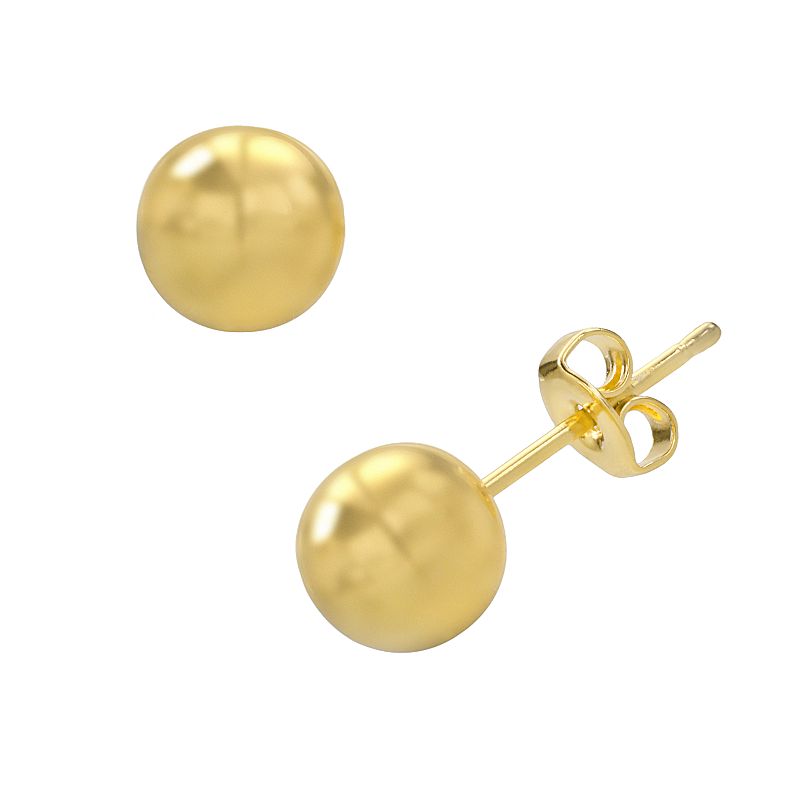 14k Gold-Plated Ball Stud Earrings, Womens, Yellow
