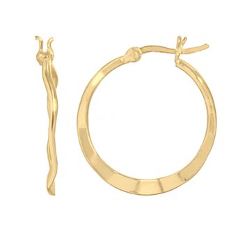 PRIMROSE 14k Gold Plated Wavy Hoop Earrings