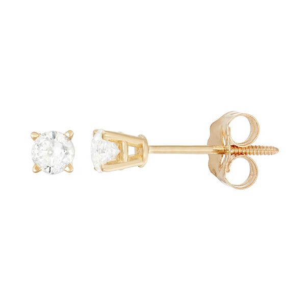 14k Gold 1 4 ct. T.W. Round Cut Diamond Solitaire Earrings