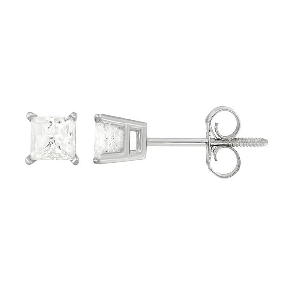 14k White Gold 1/2-ct. T.W. Princess-Cut Diamond Solitaire Earrings