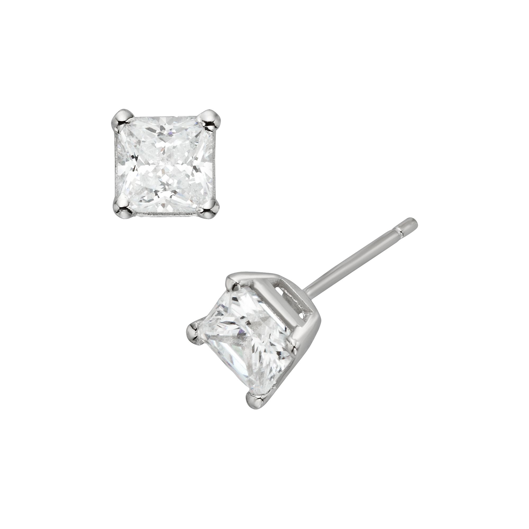 Diamonore Sterling Silver 1 1/2-ct. T.W. Simulated Diamond Princess Stud Ea