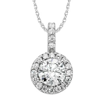 Diamonore Sterling Silver 2 ct T.W. Simulated Diamond Halo Pendant