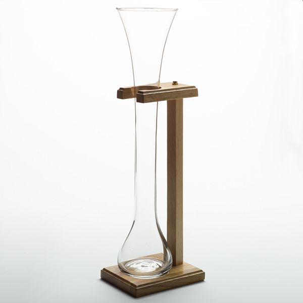 Pair of Hand Blown Half Yard-of Ale Glasses with Walnut Stands 