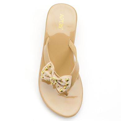 Apt. 9® Studded Bow Wedge Flip-Flops