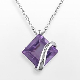 Stella Grace 10k White Gold Amethyst Swirl Pendant