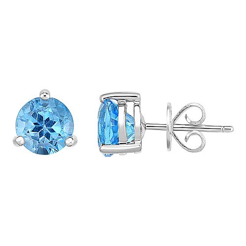Sterling Silver Blue Topaz Stud Earrings