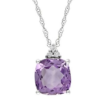 Stella Grace 10k White Gold Amethyst and Diamond Accent Pendant