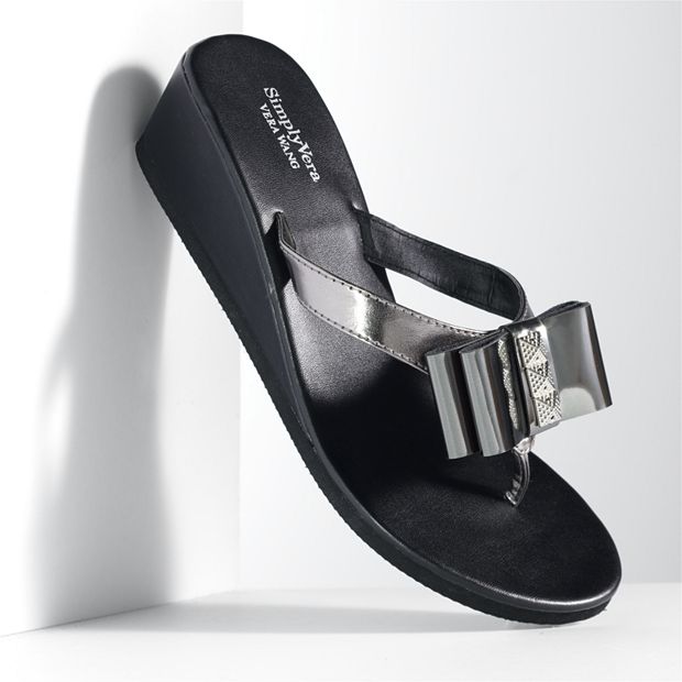 Simply Vera Vera Wang Mirror Bow Wedge Flip-Flops