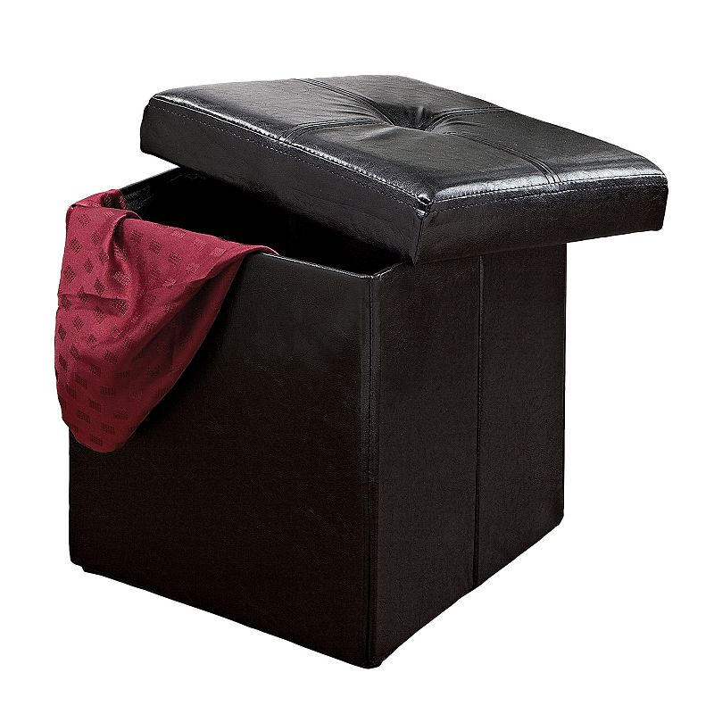 Kennedy Home Collection Folding Storage Ottoman, Black