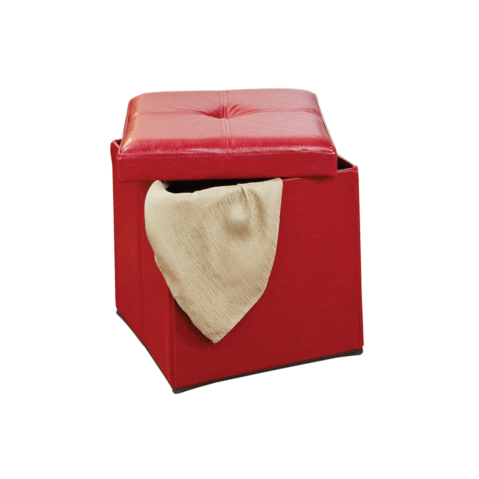 Kennedy Home Collection Folding Storage Ottoman, Red