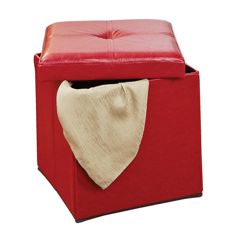 Kennedy Home Collection Folding Storage Ottoman, Red