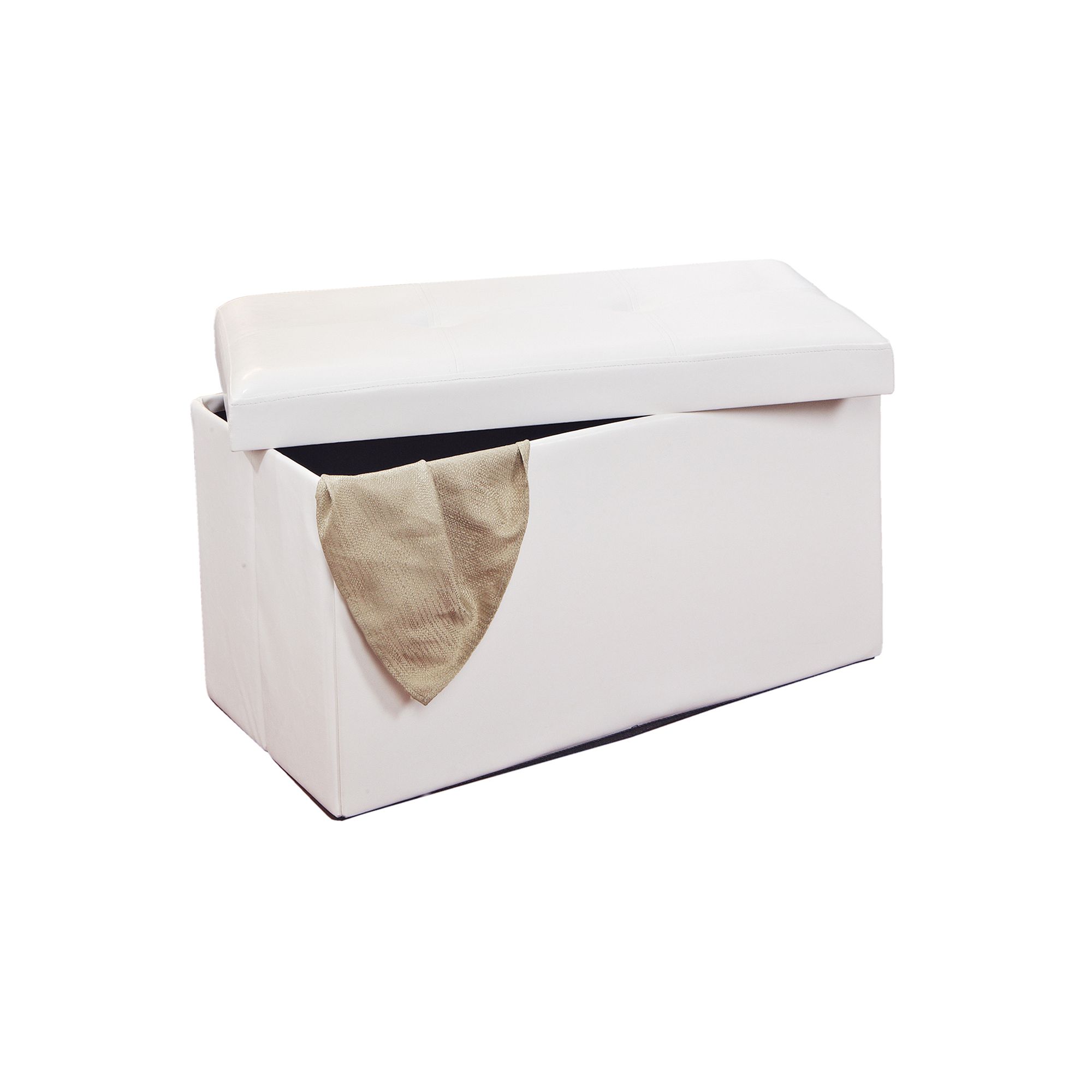 Kennedy Home Collection 16 x 30 Folding Storage Ottoman, Ivory