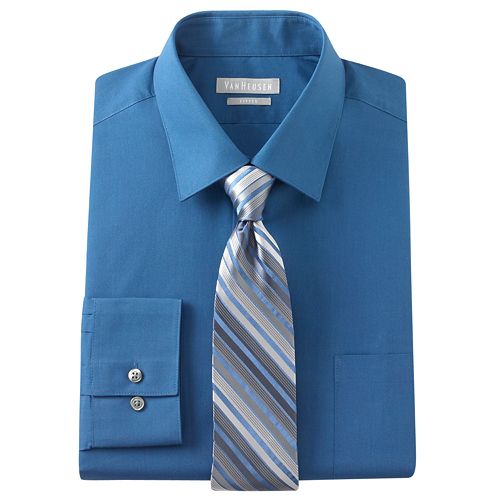 Van Heusen Fitted Dress Shirt & Striped Tie Boxed Set