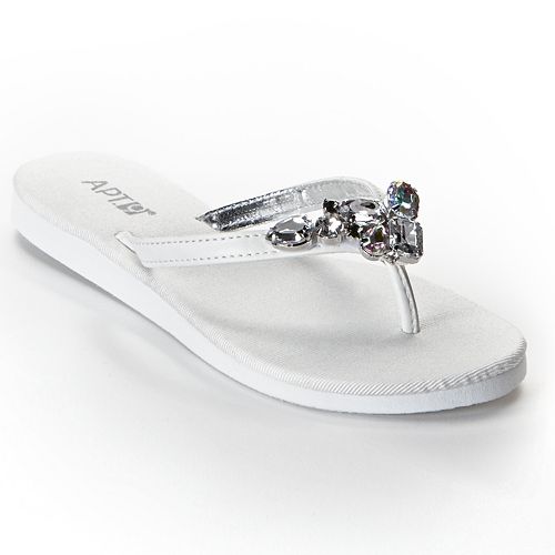 leather rhinestone flip flops