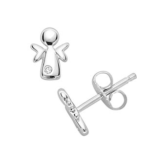 Little Diva Diamonds Sterling Silver Diamond Accent Angel Stud Earrings - Kids
