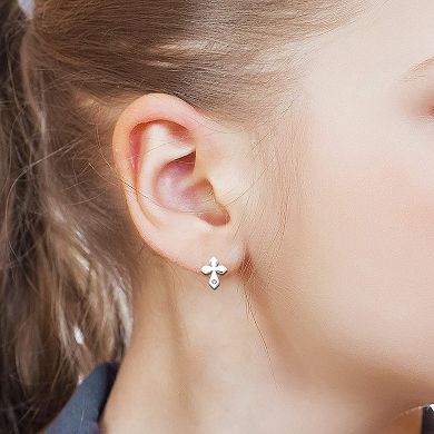Little Diva Diamonds Sterling Silver Diamond Accent Cross Stud Earrings - Kids
