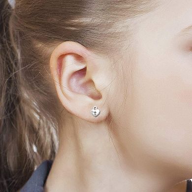 Little Diva Diamonds Sterling Silver Diamond Accent Heart Lock Stud Earrings - Kids