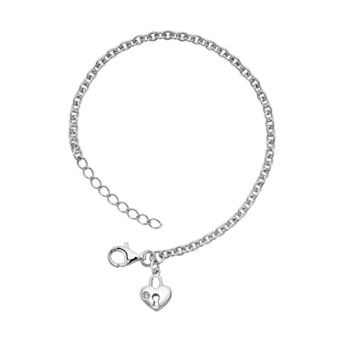 Little Diva Diamonds Sterling Silver Diamond Accent Heart Lock Bracelet - Kids