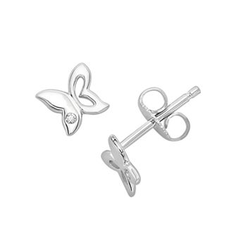 Little Diva Diamonds Sterling Silver Diamond Accent Butterfly Stud Earrings - Kids
