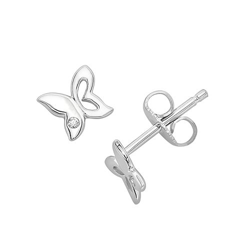 Little Diva Diamonds Sterling Silver Diamond Accent Butterfly Stud