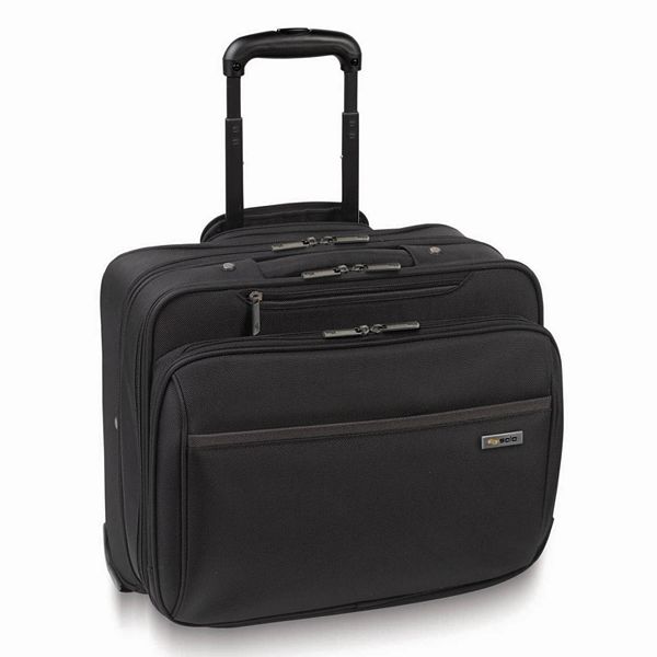 Siamod Carugetto 1 Leather Patented Detachable Wheeled Laptop Bag - Black