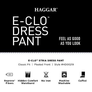 Men's Haggar® eCLo™ Stria Classic-Fit Hidden Expandable Waist Pleated Dress Pants