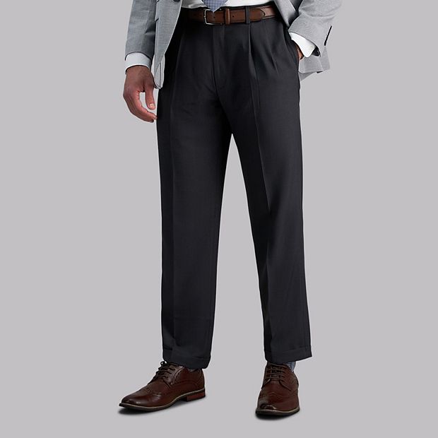 haggar eclo stria classic-fit pleated dress pants Haggar Men's E-CLO Stria Pleated Front Dress Pant Charcoal / 42X29