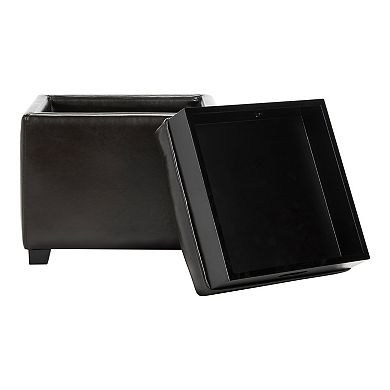 Safavieh Bobbi Leather Tray Storage Ottoman