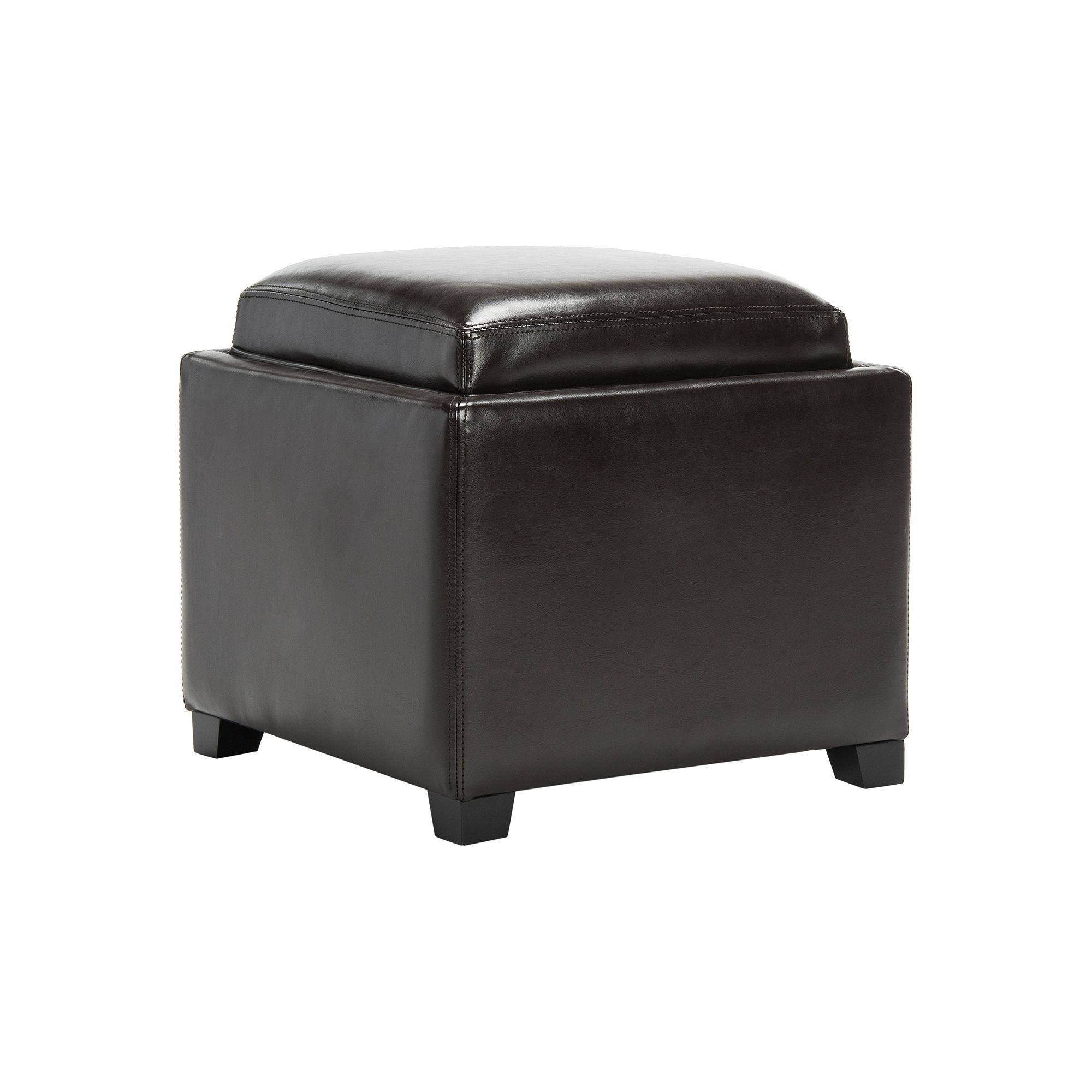 Safavieh Bobbi Leather Tray Storage Ottoman, Brown