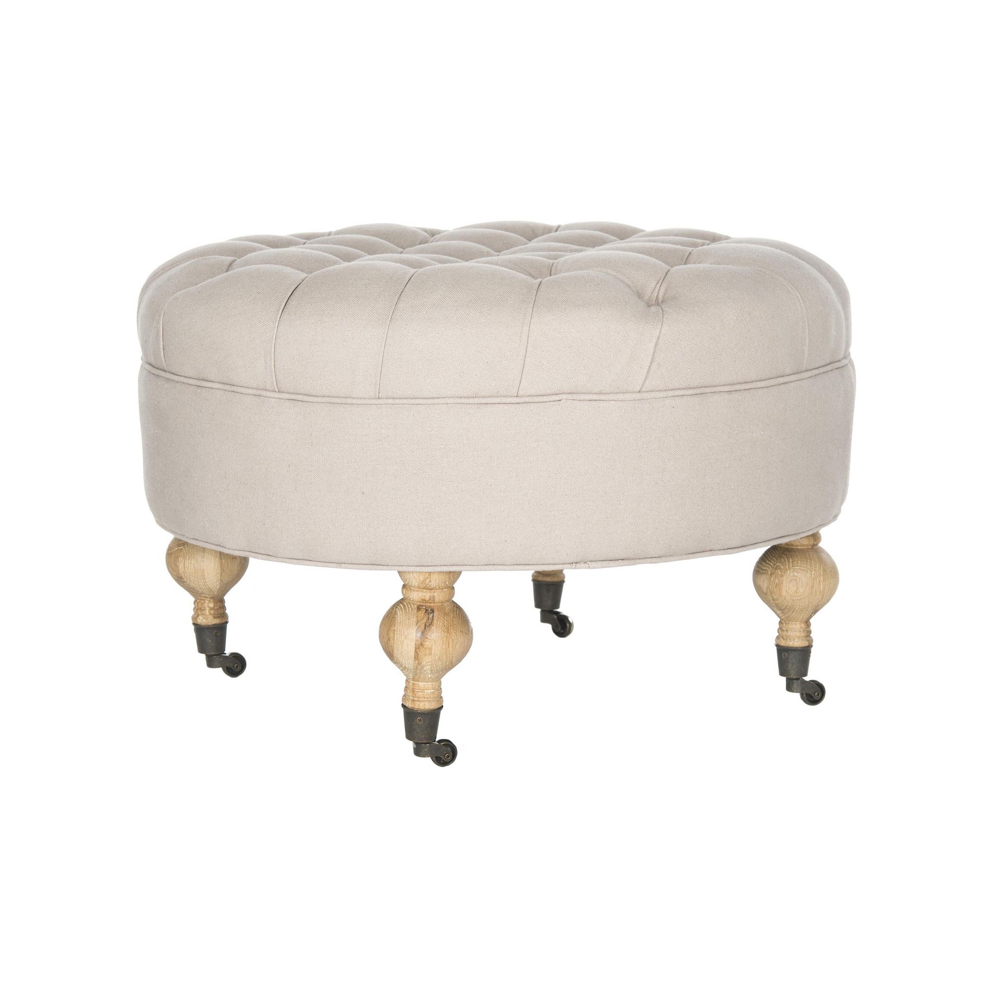 Safavieh Clara Round Ottoman, Brown