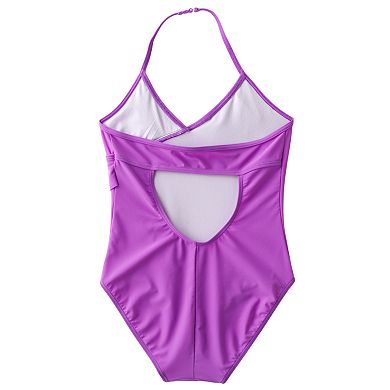 SO Ruffle One-Piece Halter Swimsuit - Girls 7-16